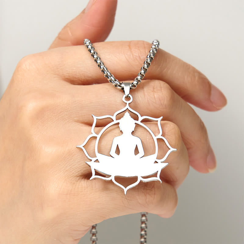 Vintage Lotus Sitting Buddha Stainless Steel Necklace – pendant size chart with ruler, millimeter dimension reference