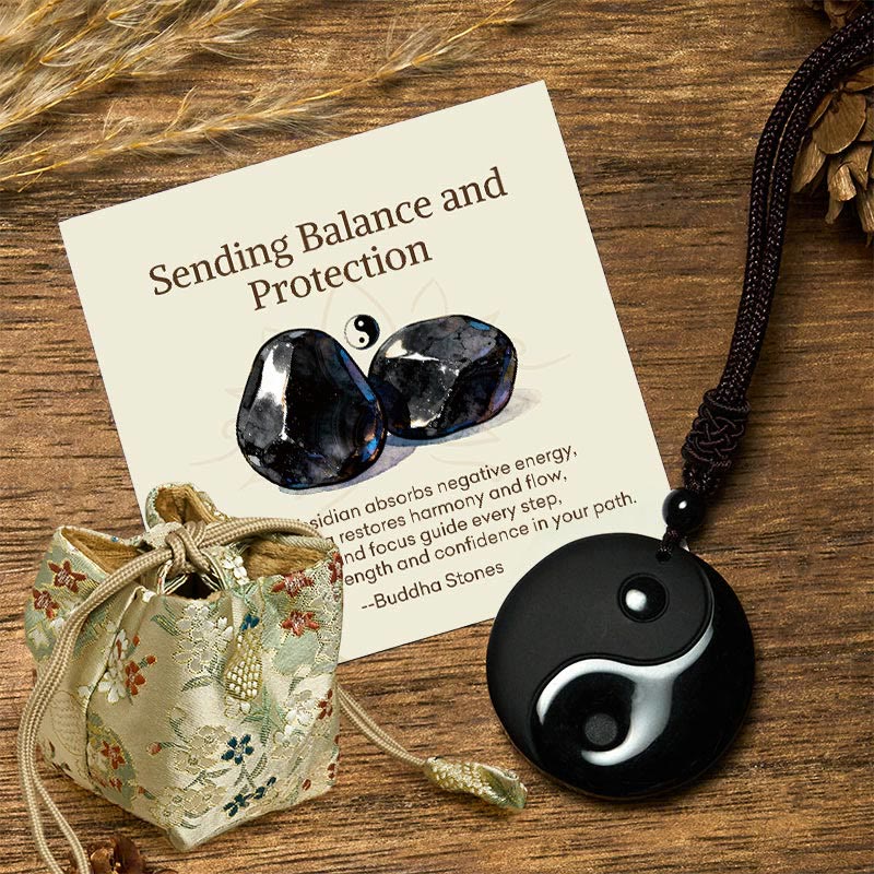 Black Obsidian Yin Yang Necklace – Product photo