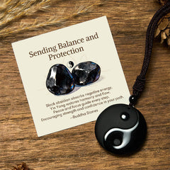 Black Obsidian Yin Yang Necklace – Product photo