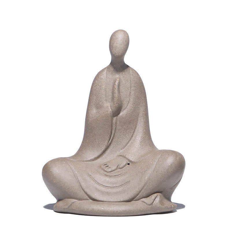 Ceramic Formless Buddha Prayer Statue – front view on pure white background, gray ceramic prayer figure, clean product shot