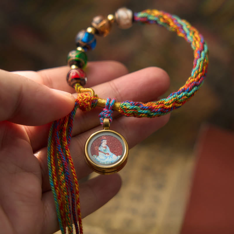 Zodiac Natal Buddha Cinnabar Bracelet – close-up of zodiac natal Buddha charm, cinnabar bracelet, zodiac Buddha, red string