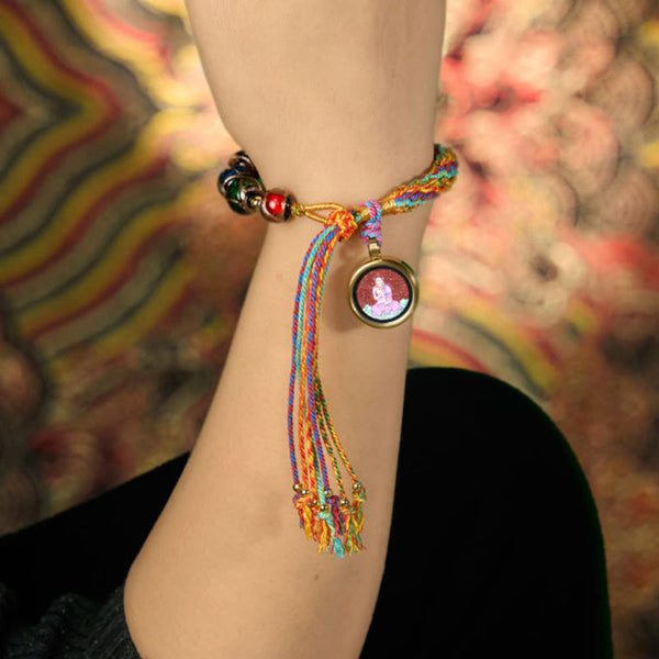 Zodiac Natal Buddha Cinnabar Bracelet – multiple bracelets in row showing, cinnabar bracelet, zodiac Buddha, red string