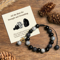 Bracelet Yin Yang en Obsidienne Noire et Pierre de Lave | Force et Ancrage