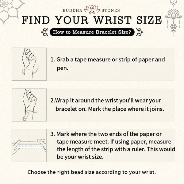 925 Sterling Silver Pixiu Om Mani Padme Hum String Bracelet – wrist size chart measure guide, bracelet sizing help