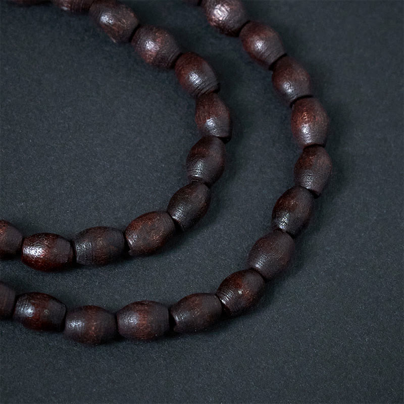 Vintage Nepal Avalokitesvara Necklace – coconut shell bead macro texture, smooth matte finish