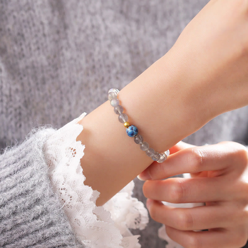 Natural Moonstone Lotus Bracelet – moonstone lotus worn on wrist, charming