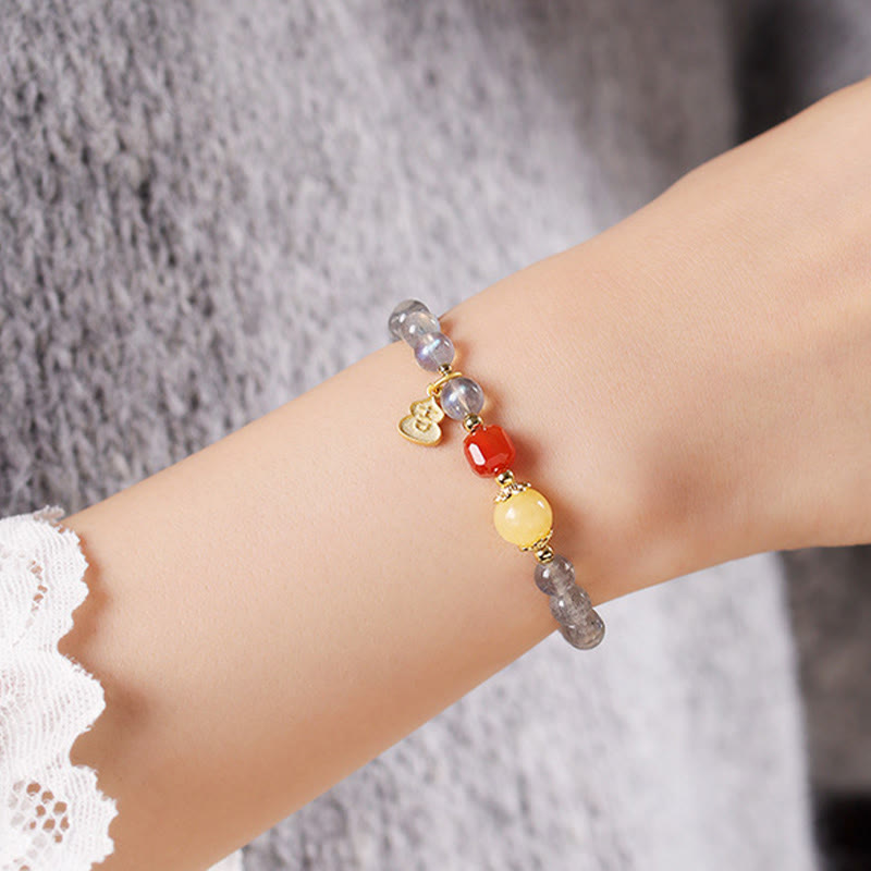 Pulsera de loto con piedra lunar natural | Amor, calma y sanación