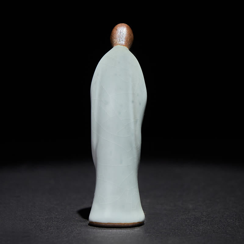 Meditation Monk Ceramic Statue – ceramic monk face detail showing tranquil, monk statue, serenity decor, ceramic figurine