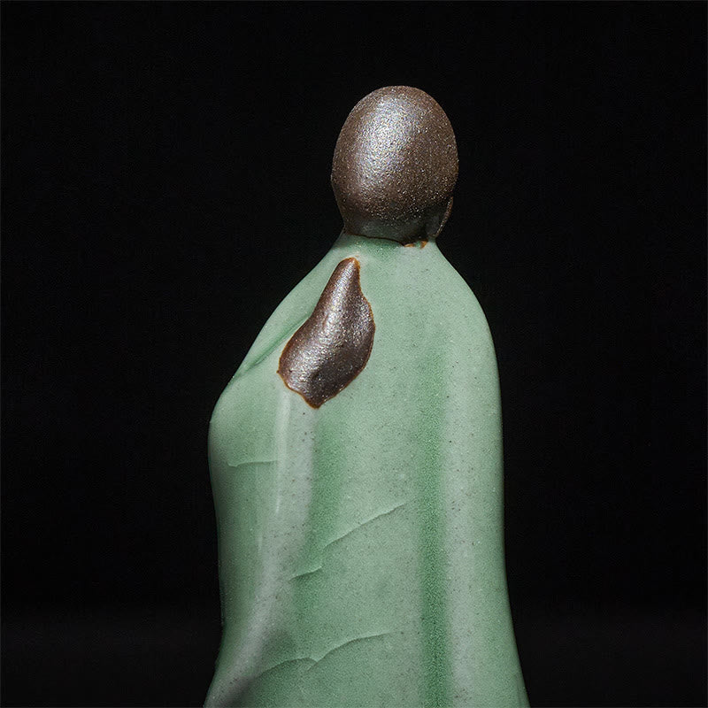 Meditation Monk Ceramic Statue – monk in deep meditation with dramatic shadow, monk statue, serenity decor, ceramic figurine