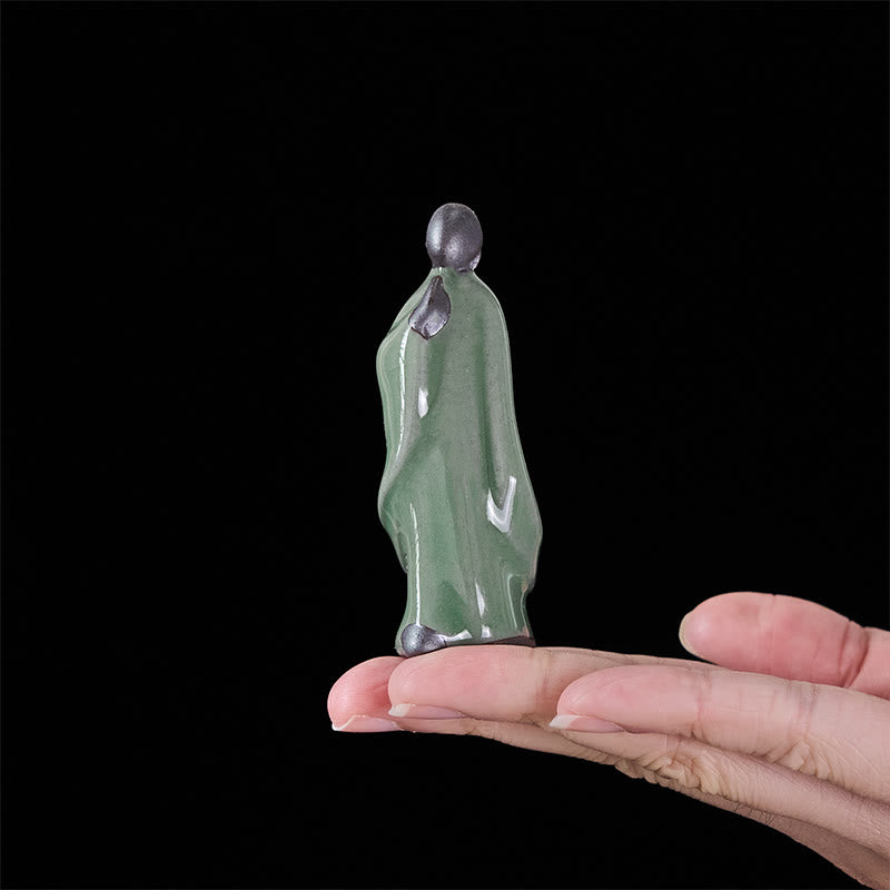 Meditation Monk Ceramic Statue – monk figurine with gentle smile expression, monk statue, serenity decor, ceramic figurine
