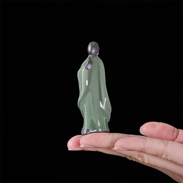 Meditation Monk Ceramic Statue – monk figurine with gentle smile expression, monk statue, serenity decor, ceramic figurine