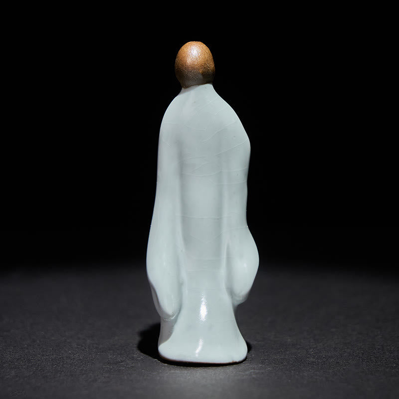 Meditation Monk Ceramic Statue – three monk statues in row showing, monk statue, serenity decor, ceramic figurine