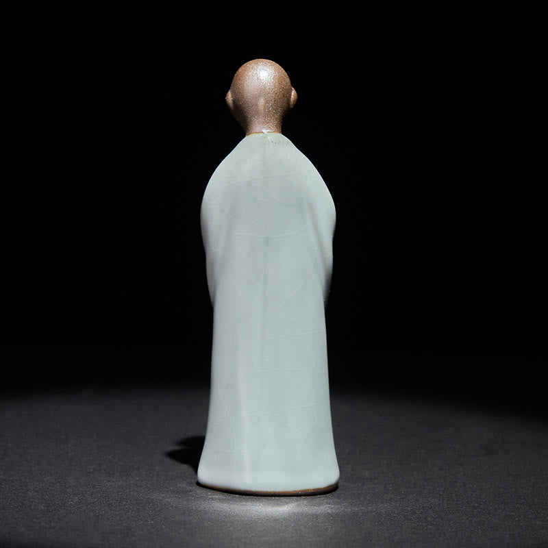 Meditation Monk Ceramic Statue – overhead view showing circular robe around, monk statue, serenity decor, ceramic figurine