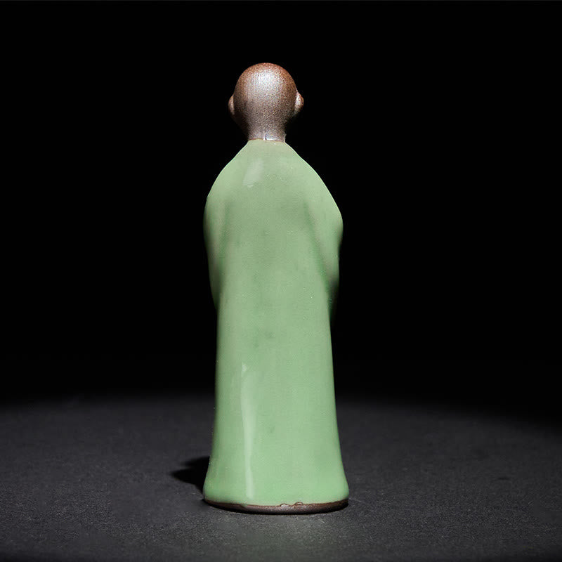 Meditation Monk Ceramic Statue – statue among white stones in miniature zen, monk statue, serenity decor, ceramic figurine
