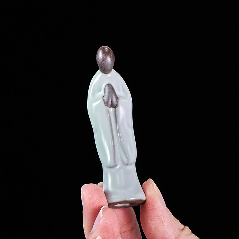 Meditation Monk Ceramic Statue – monk statue with eyes half-open in, monk statue, serenity decor, ceramic figurine