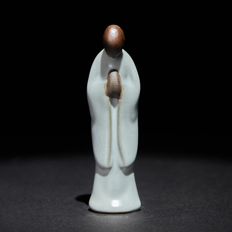 Meditation Monk Ceramic Statue – serene monk figurine with hands in dhyana, monk statue, serenity decor, ceramic figurine