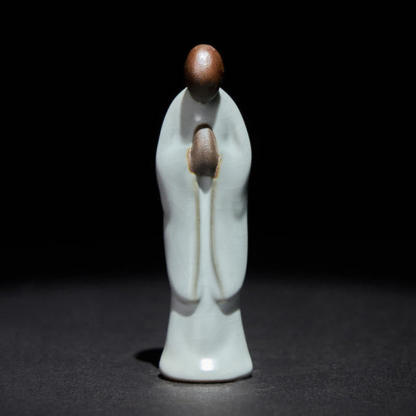 Meditation Monk Ceramic Statue – serene monk figurine with hands in dhyana, monk statue, serenity decor, ceramic figurine