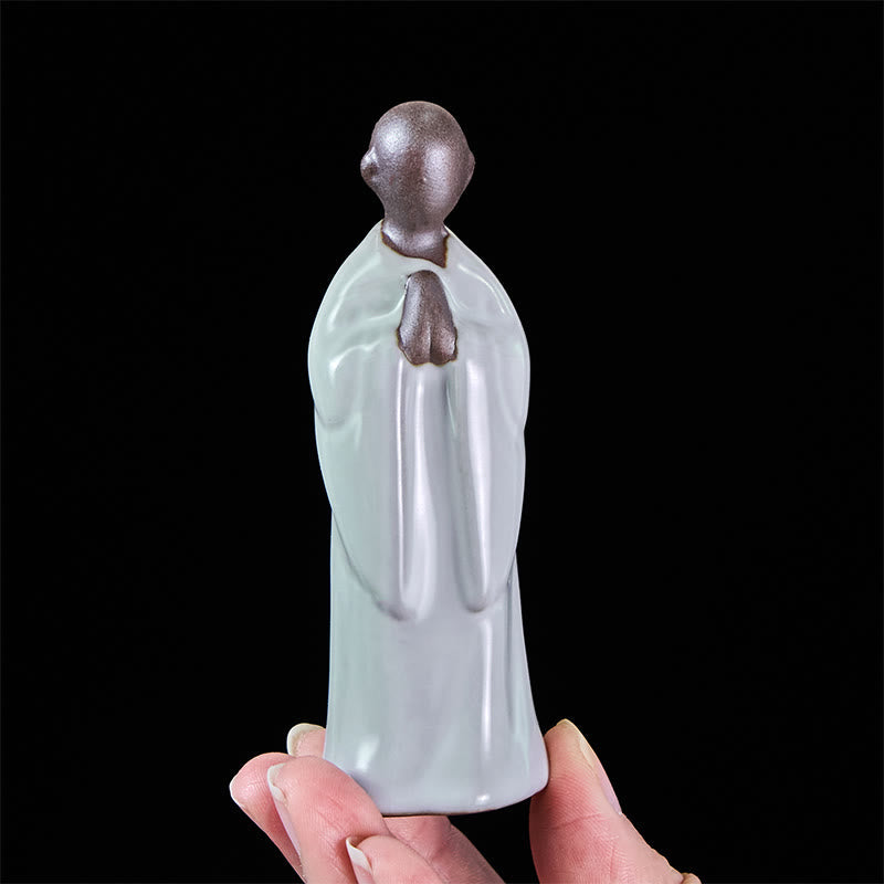 Meditation Monk Ceramic Statue – close-up of bare feet tucked in lotus, monk statue, serenity decor, ceramic figurine
