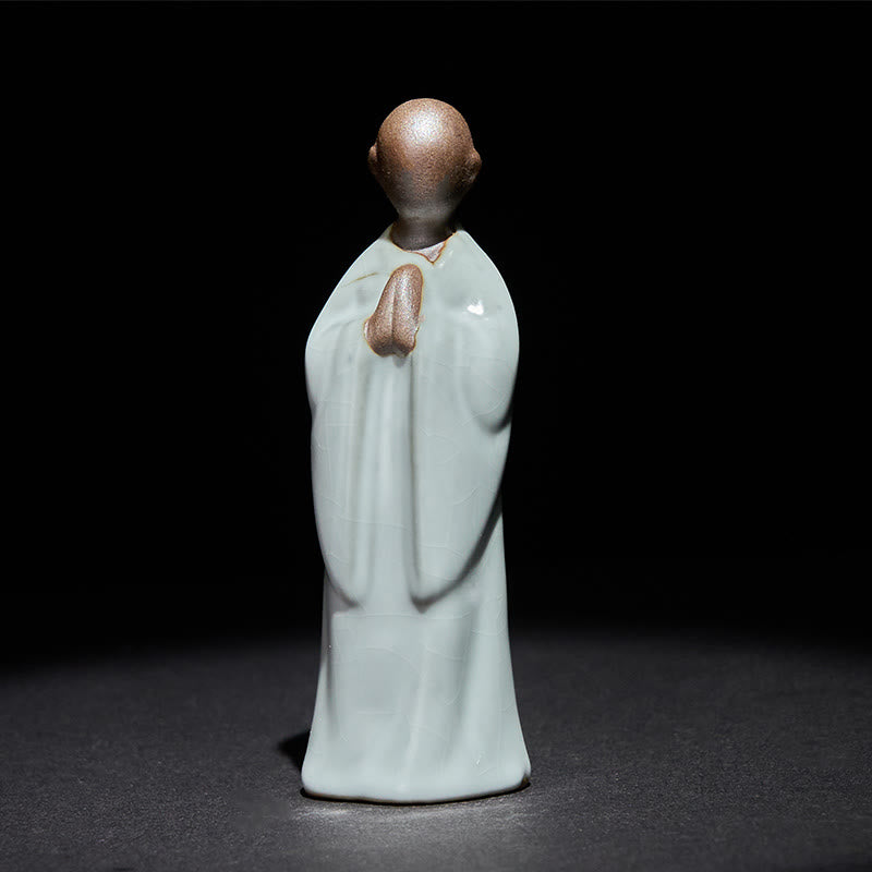 Meditation Monk Ceramic Statue – statue in meditation room corner with, monk statue, serenity decor, ceramic figurine