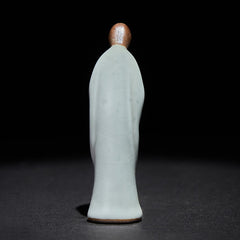 Meditation Monk Ceramic Statue – ceramic monk face detail showing tranquil, monk statue, serenity decor, ceramic figurine