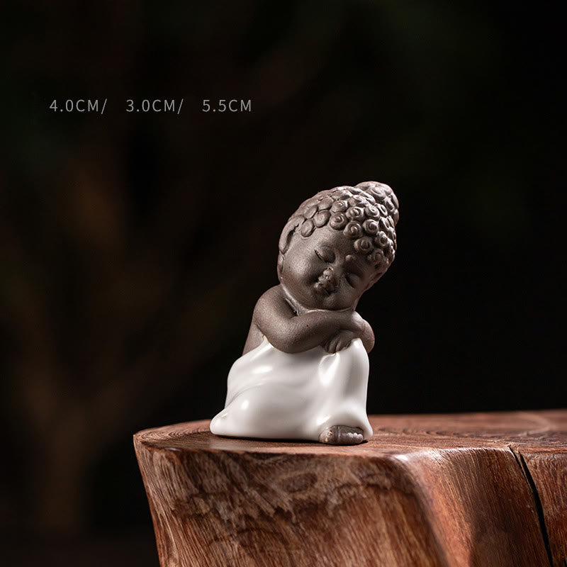 Prayer Meditation Resting Monk Statue – statue on bedside table creating calm, ceramic statue, zen gift, meditation decor