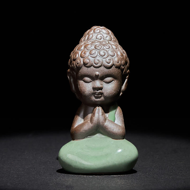 Prayer Meditation Resting Monk Statue – resting monk statue in prayer pose on, ceramic statue, zen gift, meditation decor
