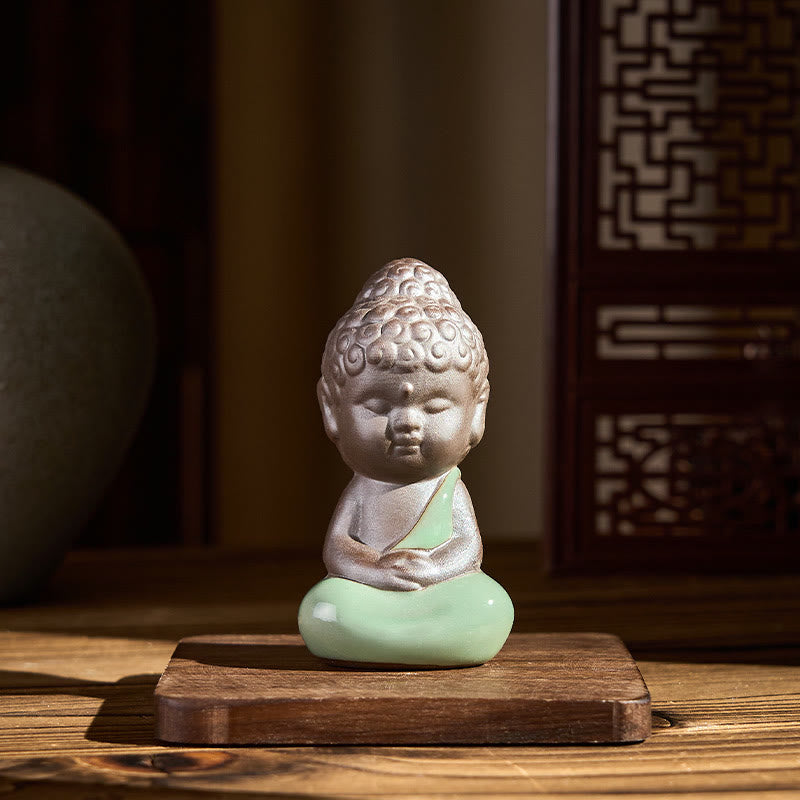 Prayer Meditation Resting Monk Statue – family of monk statues on console table, ceramic statue, zen gift, meditation decor