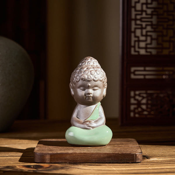 Prayer Meditation Resting Monk Statue – family of monk statues on console table, ceramic statue, zen gift, meditation decor
