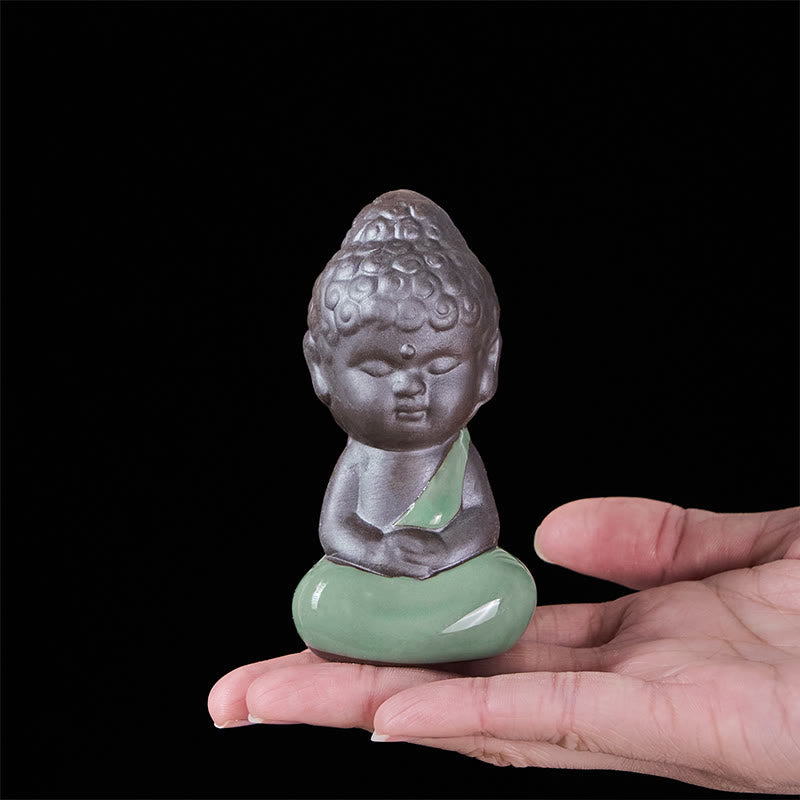 Prayer Meditation Resting Monk Statue – back view showing robe draping and, ceramic statue, zen gift, meditation decor