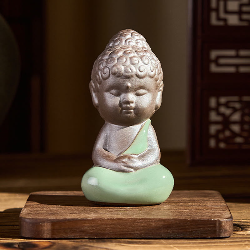 Prayer Meditation Resting Monk Statue – monk statue in bathroom shelf with spa, ceramic statue, zen gift, meditation decor