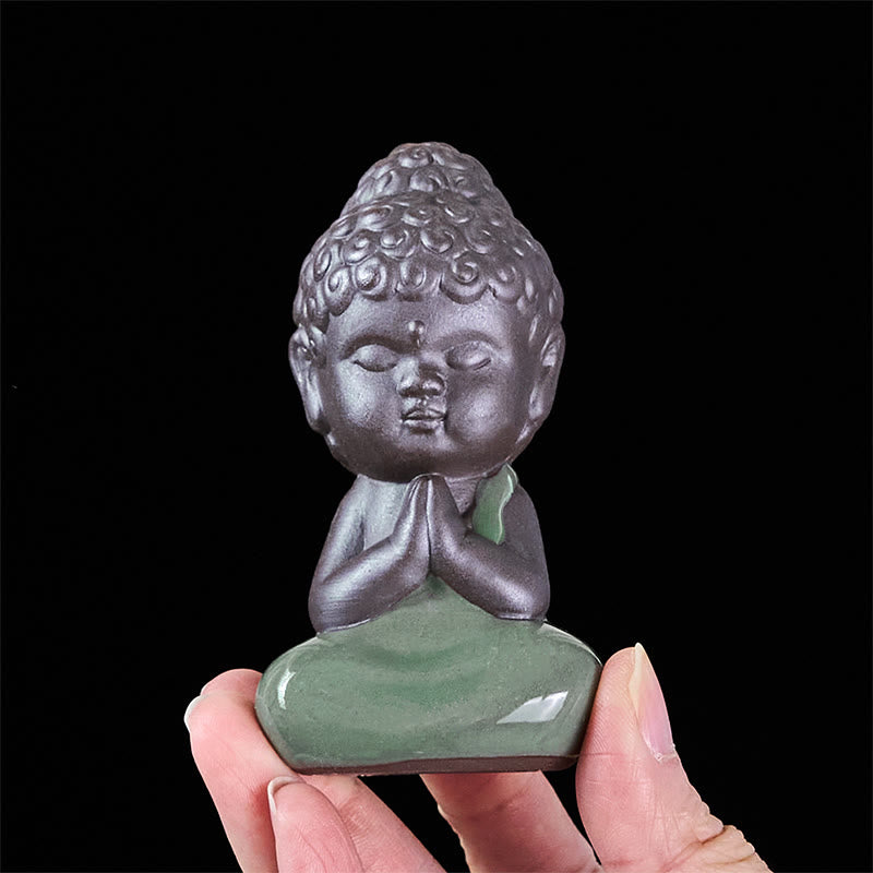 Prayer Meditation Resting Monk Statue – monk hands clasped in prayer, detailed, ceramic statue, zen gift, meditation decor