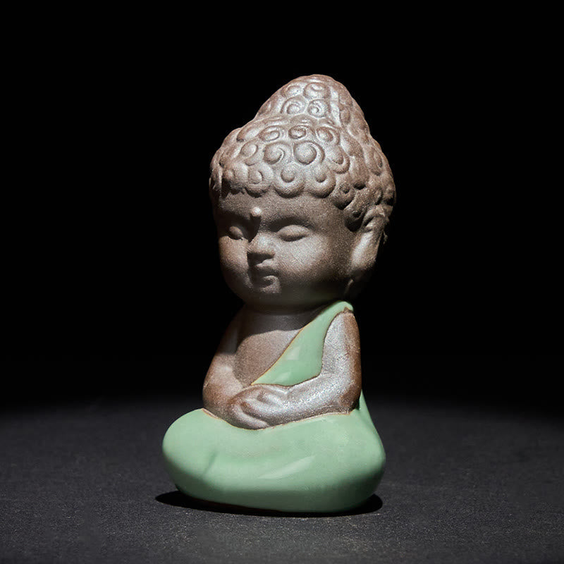 Prayer Meditation Resting Monk Statue – monk figurine with matte cream glaze and, ceramic statue, zen gift, meditation decor
