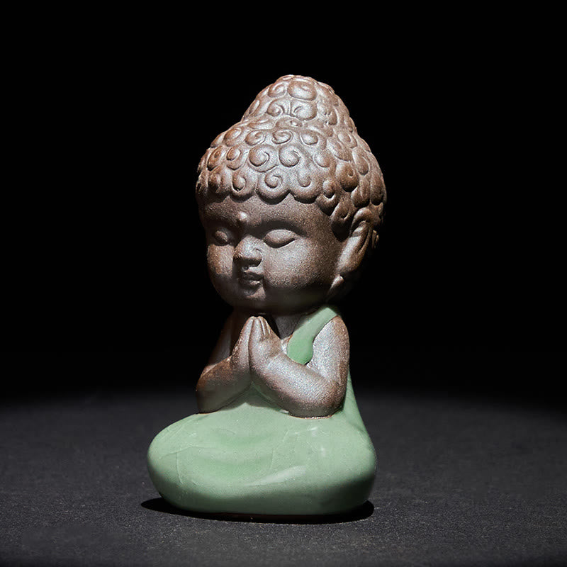 Prayer Meditation Resting Monk Statue – ceramic monk figurine meditating with, ceramic statue, zen gift, meditation decor