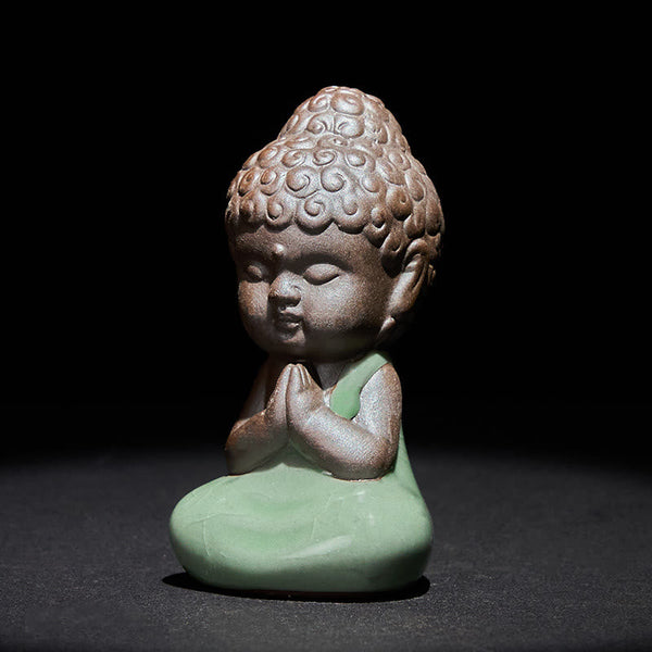 Prayer Meditation Resting Monk Statue – ceramic monk figurine meditating with, ceramic statue, zen gift, meditation decor