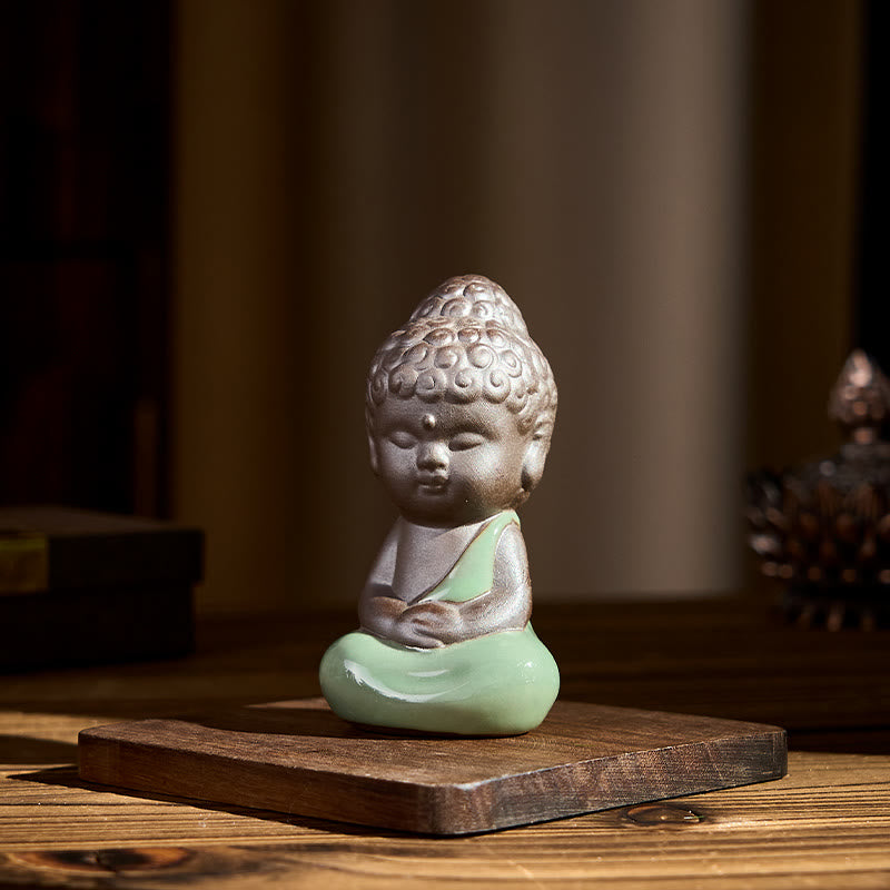Prayer Meditation Resting Monk Statue – monk figurine with eyes gently closed in, ceramic statue, zen gift, meditation decor