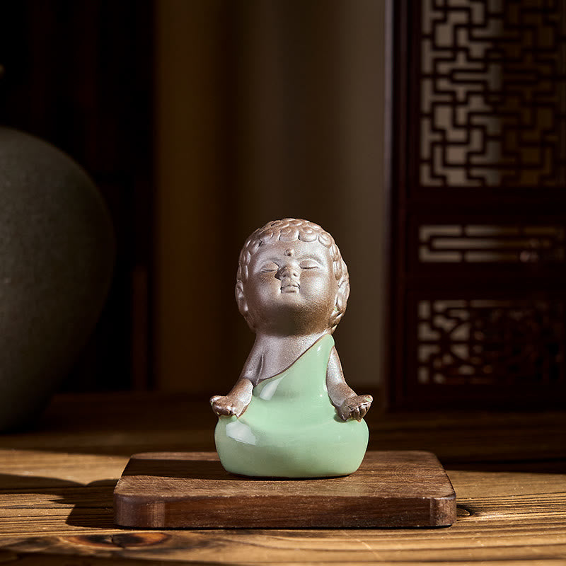 Prayer Meditation Resting Monk Statue – statue held in hands showing compact, ceramic statue, zen gift, meditation decor