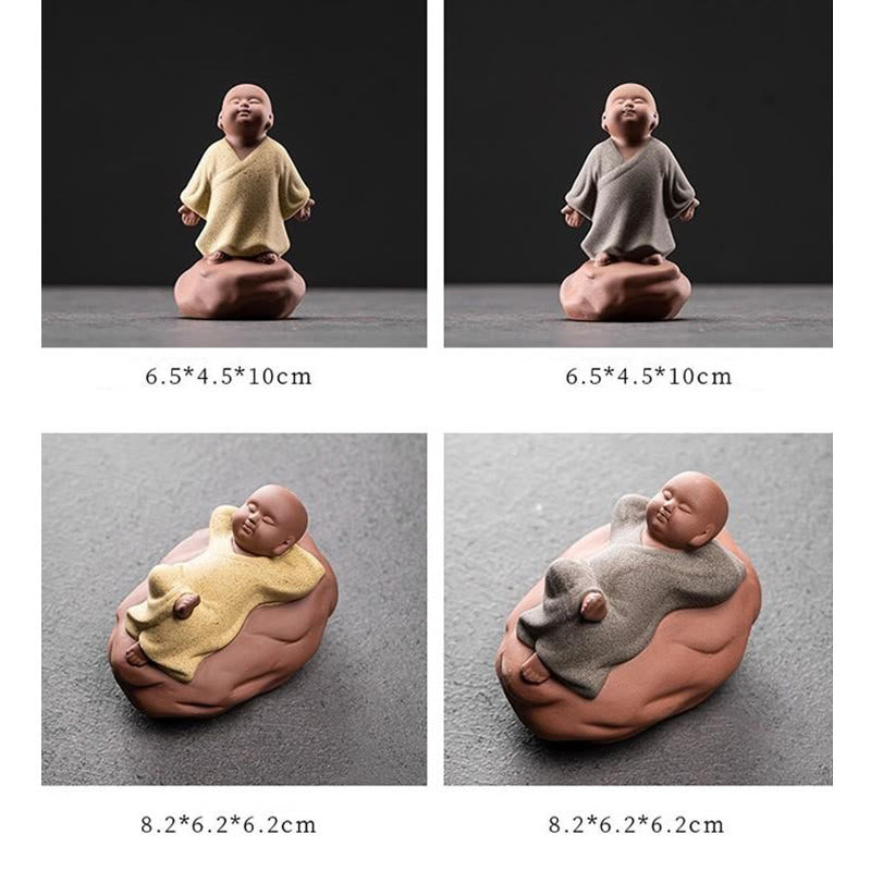 Looking Up Resting Monk Ceramic Statue Compassion Home Decor – gift box with tissue paper, thoughtful compassion present