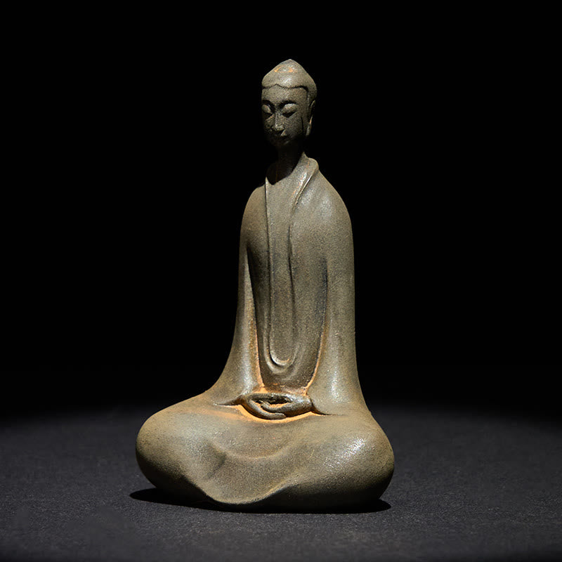 Sakyamuni Two Sizes Statue – large figure front view with serene face and flowing robes