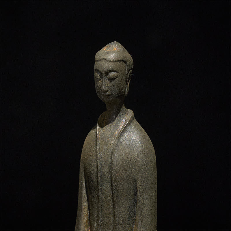 Sakyamuni Two Sizes Statue – large back view with robe drape and lotus base engraving