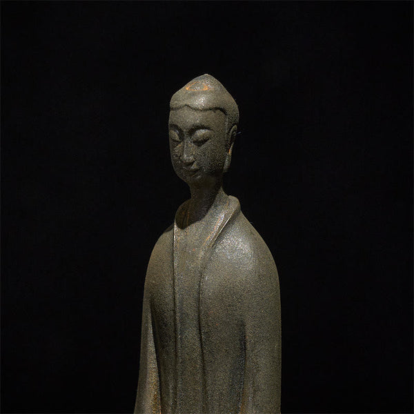 Sakyamuni Two Sizes Statue – large back view with robe drape and lotus base engraving