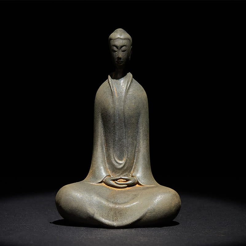 Sakyamuni Two Sizes Statue – large statue on floor altar with candle and flower offering