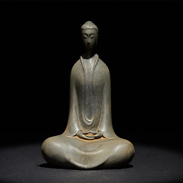 Sakyamuni Two Sizes Statue – large statue on floor altar with candle and flower offering