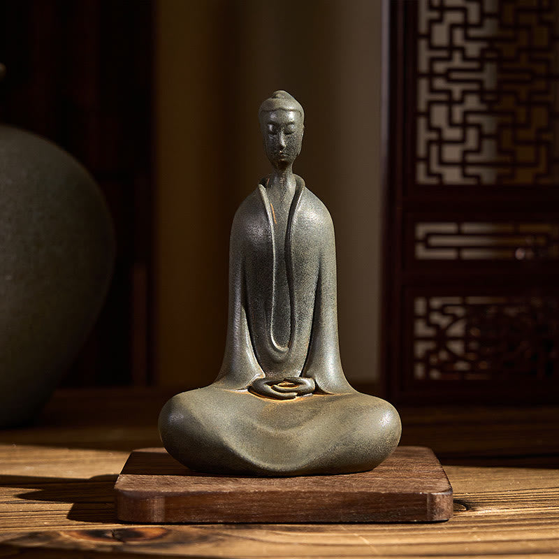 Sakyamuni Two Sizes Statue – small statue on shelf with books for desk corner accent