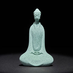 Sandstone Meditation Buddha Desk Statue – front view in sage-green sandstone, peaceful zen