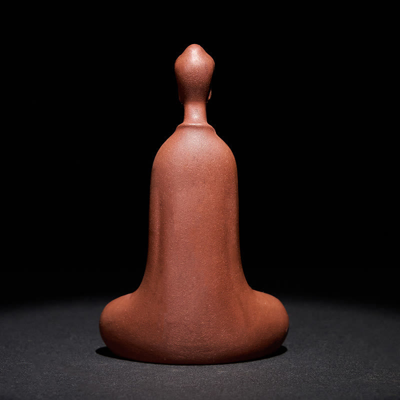 Purple Clay Formless Buddha Desk Decoration – Back view showing flowing robe contours, black backdrop detail