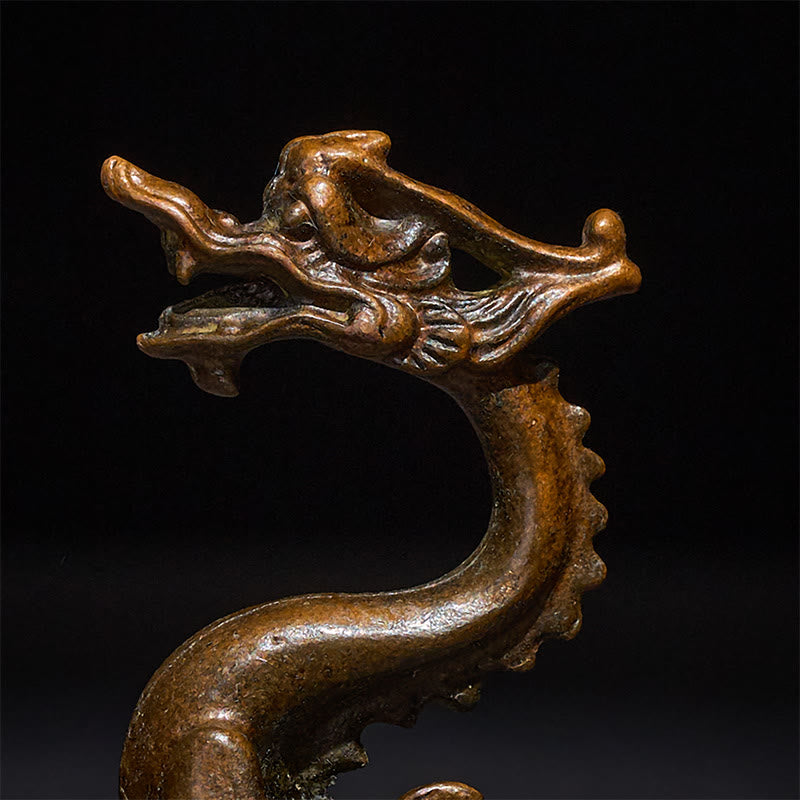 Mini Dragon Alloy Luck Protection Home Decoration – three-quarter view with intricate cast details, Guard