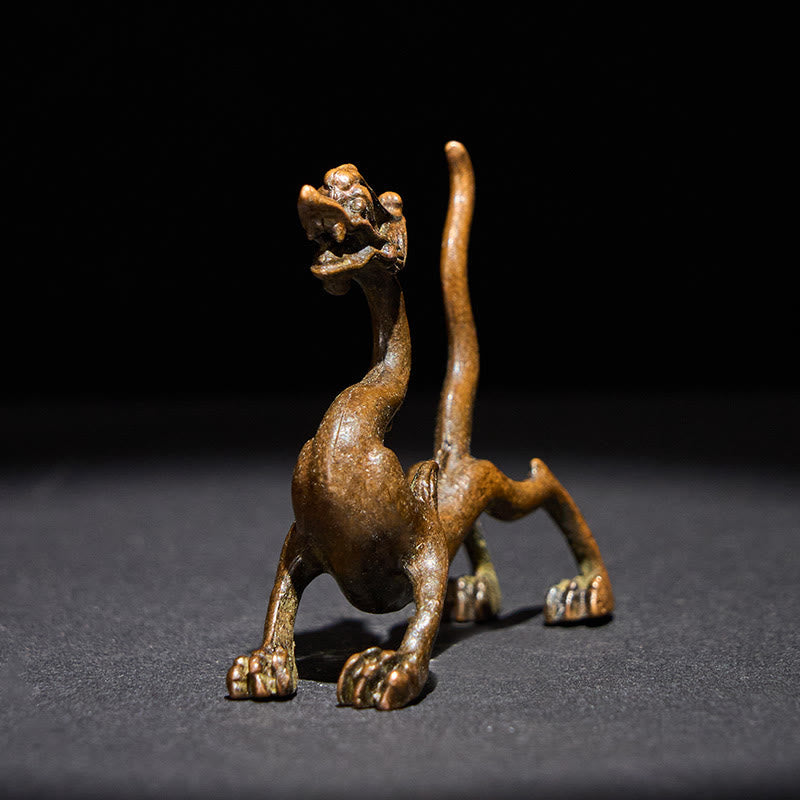Mini Dragon Alloy Luck Protection Home Decoration – back view revealing scales and tail curl, Power