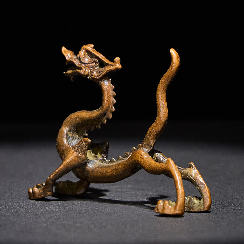 Mini Dragon Alloy Luck Protection Home Decoration – side profile showing wing and tail detail, Strength