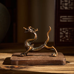 Mini Dragon Alloy Luck Protection Home Decoration – close-up of dragon head with horns and mane, Fortune
