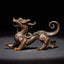 Feng Shui Pixiu Alloy Wealth Luck Decoration Ornament – Bronze alloy Pixiu side view full body on black background, 9.2x2.8cm